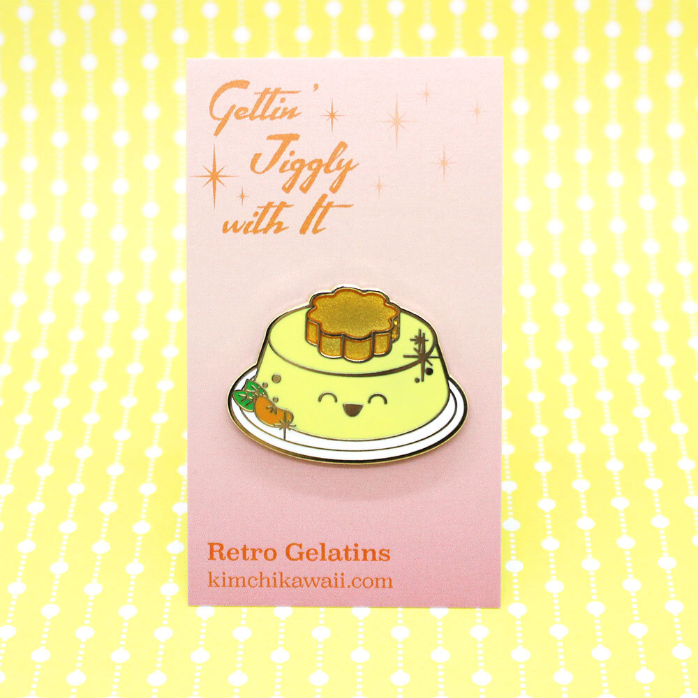Orange Custard Retro-style Gelatin Dessert Enamel Pin — Kimchi Kawaii