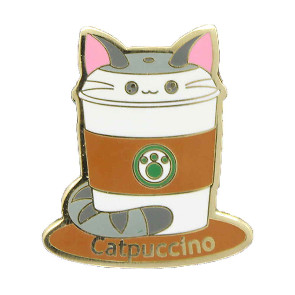 Cute Salted Caramel Angry Cat Enamel Pin — Kimchi Kawaii