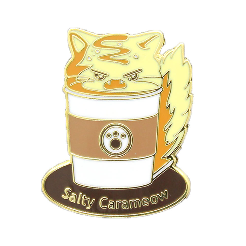 Cute Salted Caramel Angry Cat Enamel Pin — Kimchi Kawaii