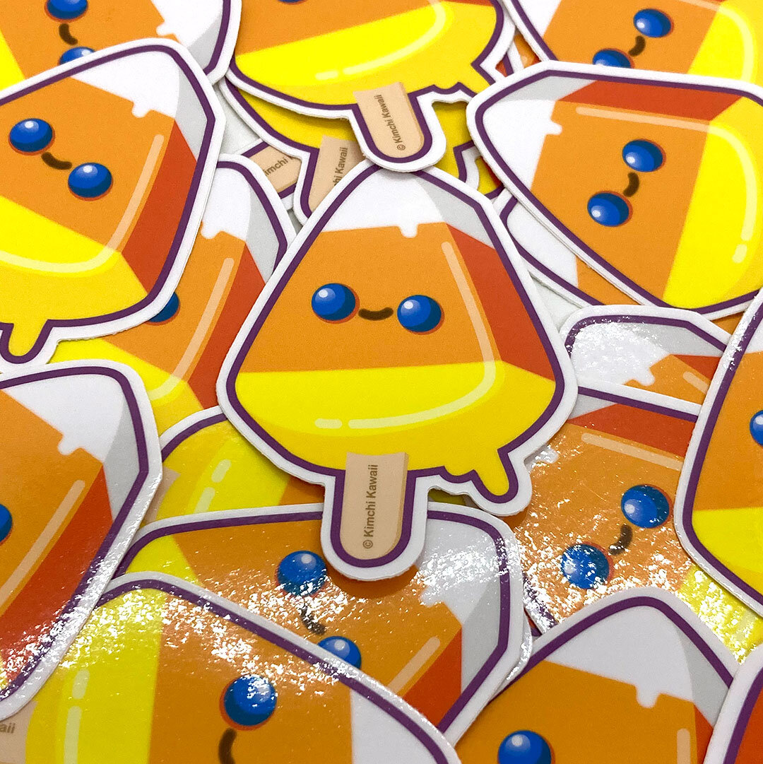 Candy Corn Cute Halloween Ice Cream Pop Vinyl Sticker — Kimchi Kawaii