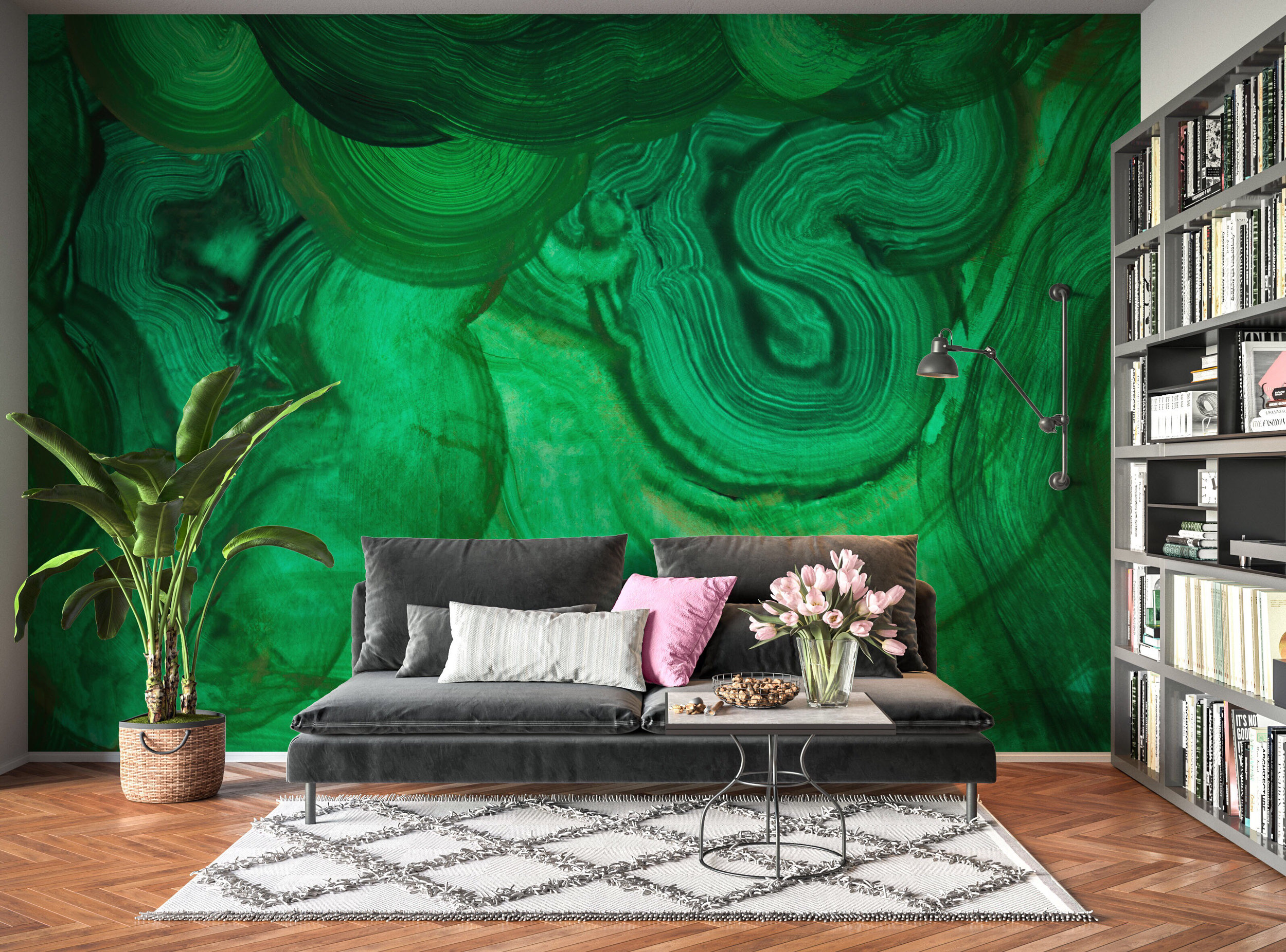 Malachite Wallpaper Mural Bombshelves