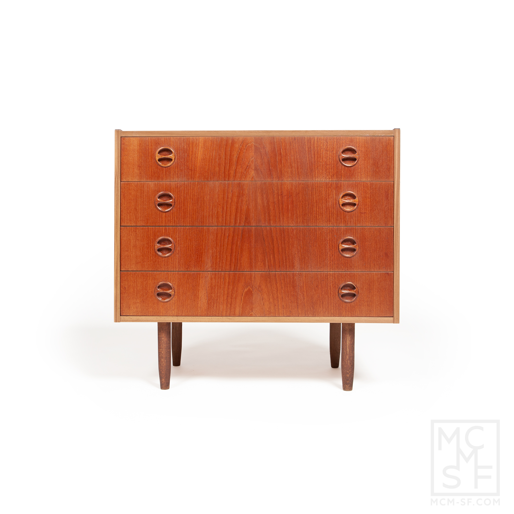 Danish Mid Century Modern Teak Four Drawer Chest Mcmsf
