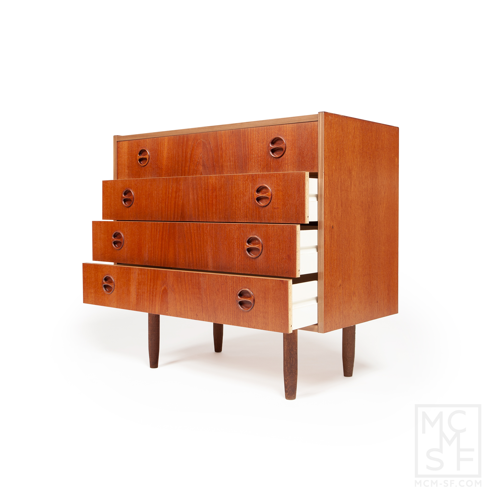 Danish Mid Century Modern Teak Four Drawer Chest Mcmsf