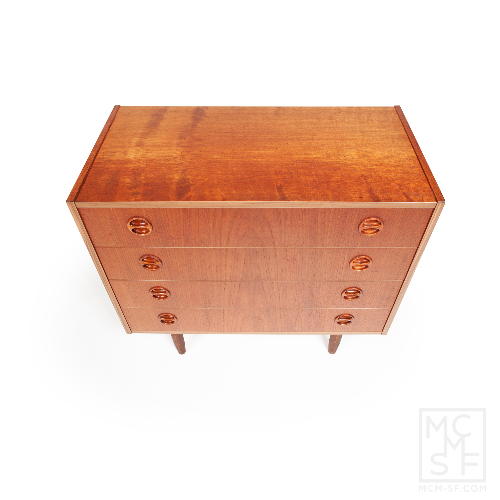 Danish Mid Century Modern Teak Four Drawer Chest Mcmsf