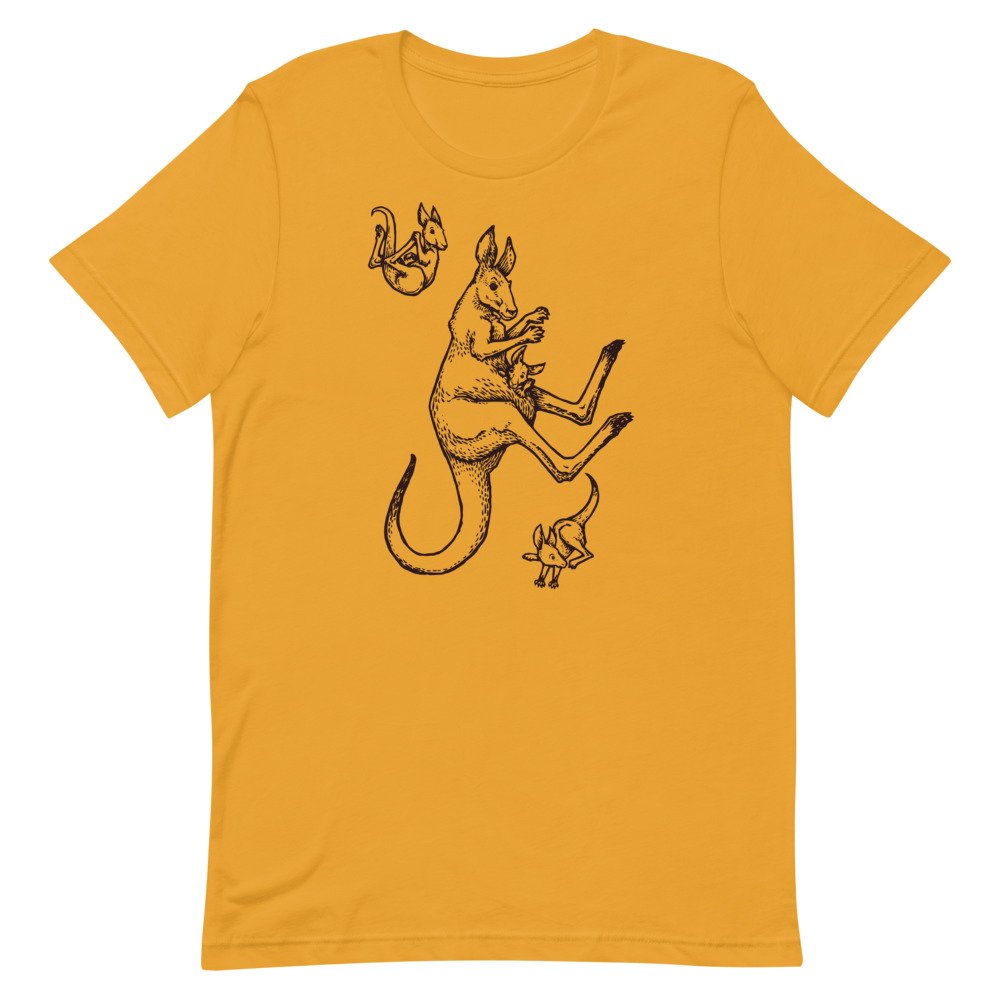 and T-Shirt Design Art Caleb Faires Levity Animals: Kangaroo: — A Short-Sleeve Unisex of