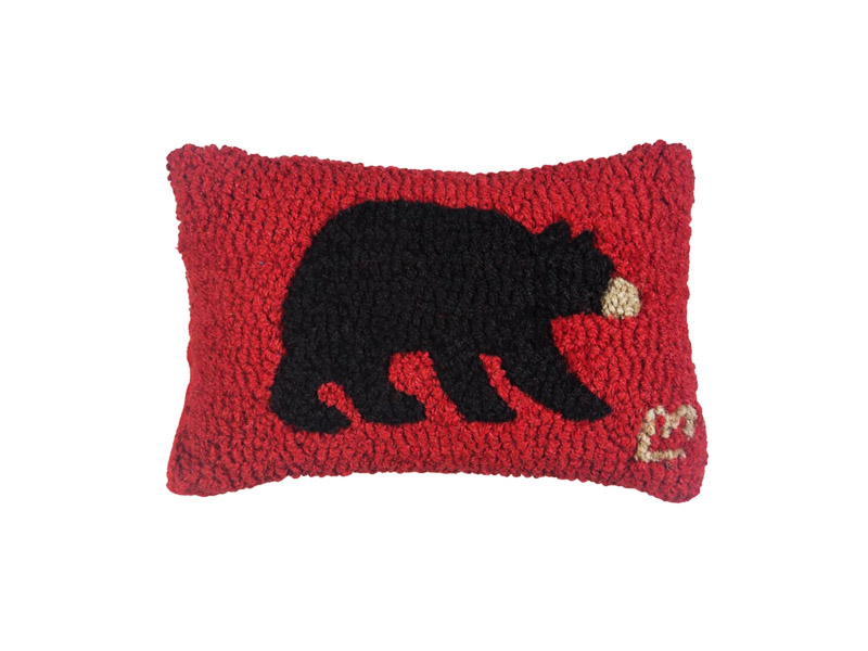 Black Bear Wool Hooked Pillow Electric Avenue Gifts