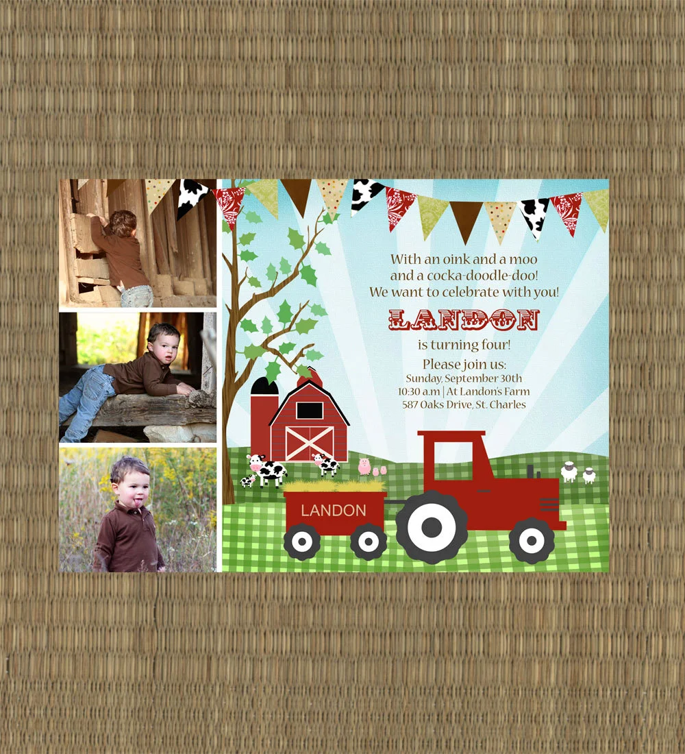 Farm Birthday Party Invitations Kid S Barn Photo Card Invitation