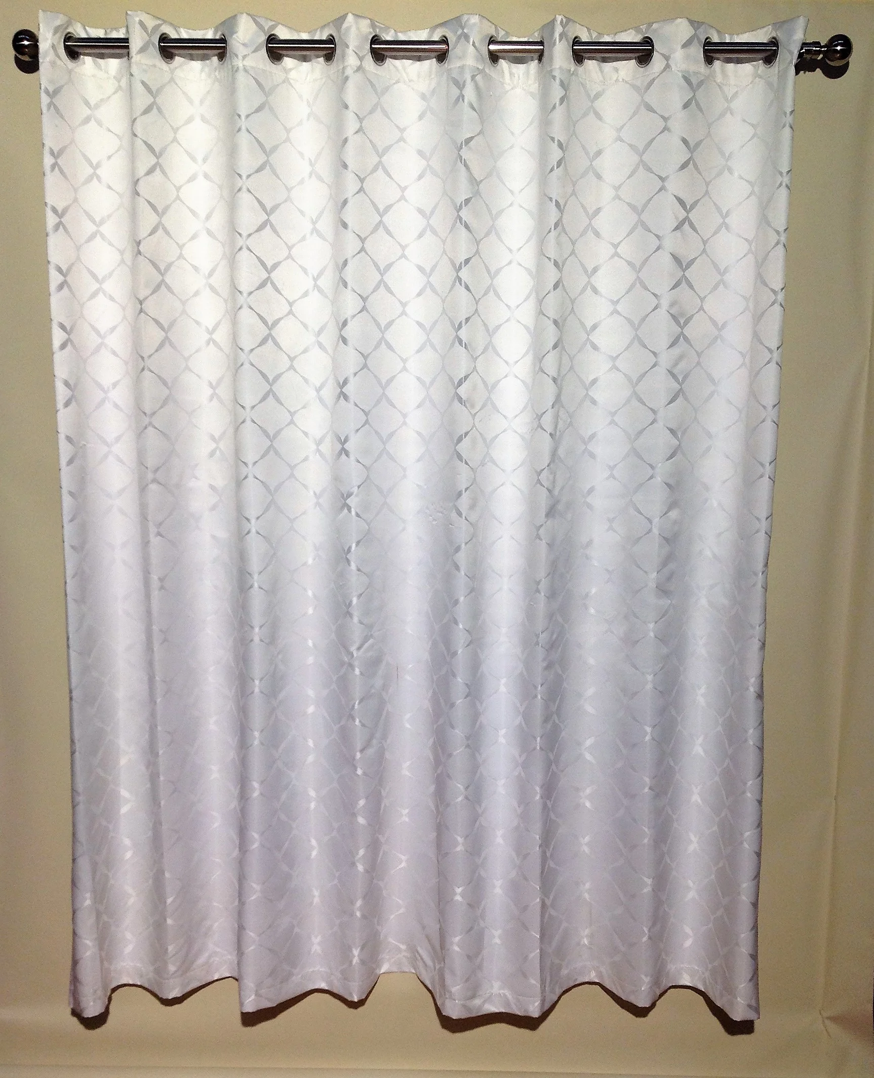 Single Pass Coated Eyelet Curtain White Diamond 220cm Drop
