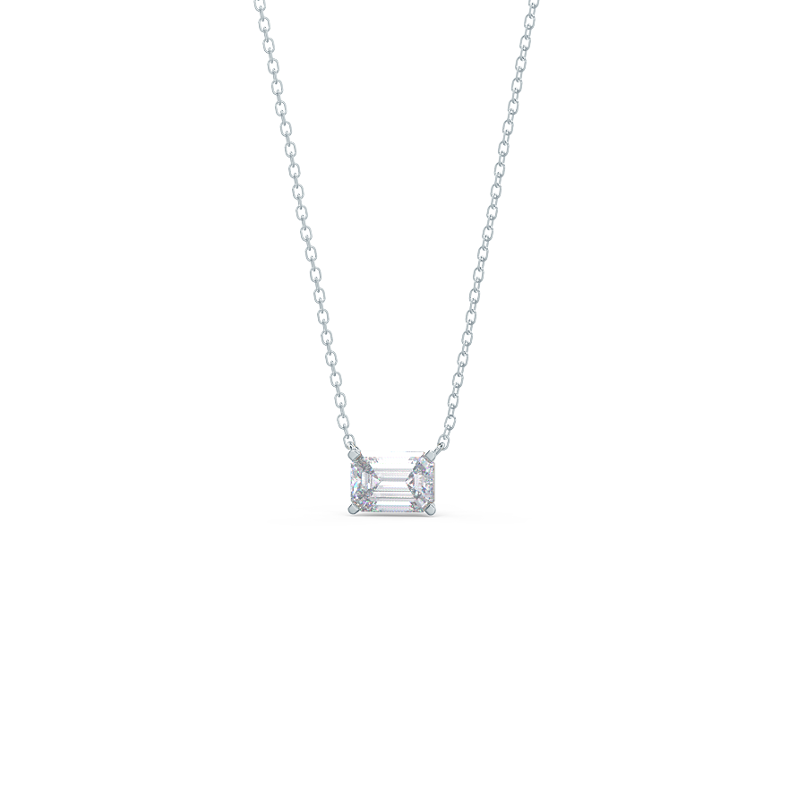 East-West Emerald Cut Lab Diamond Pendant | Ada Diamonds