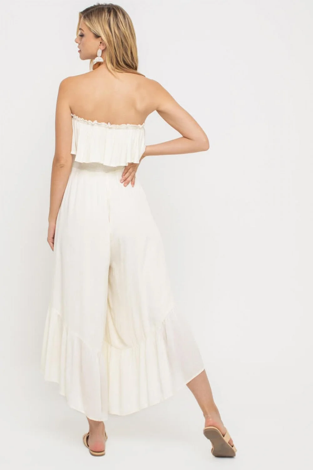 cream strapless jumpsuit