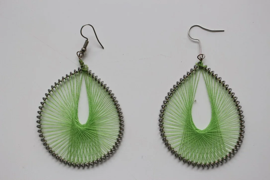 Green on sale thread earrings