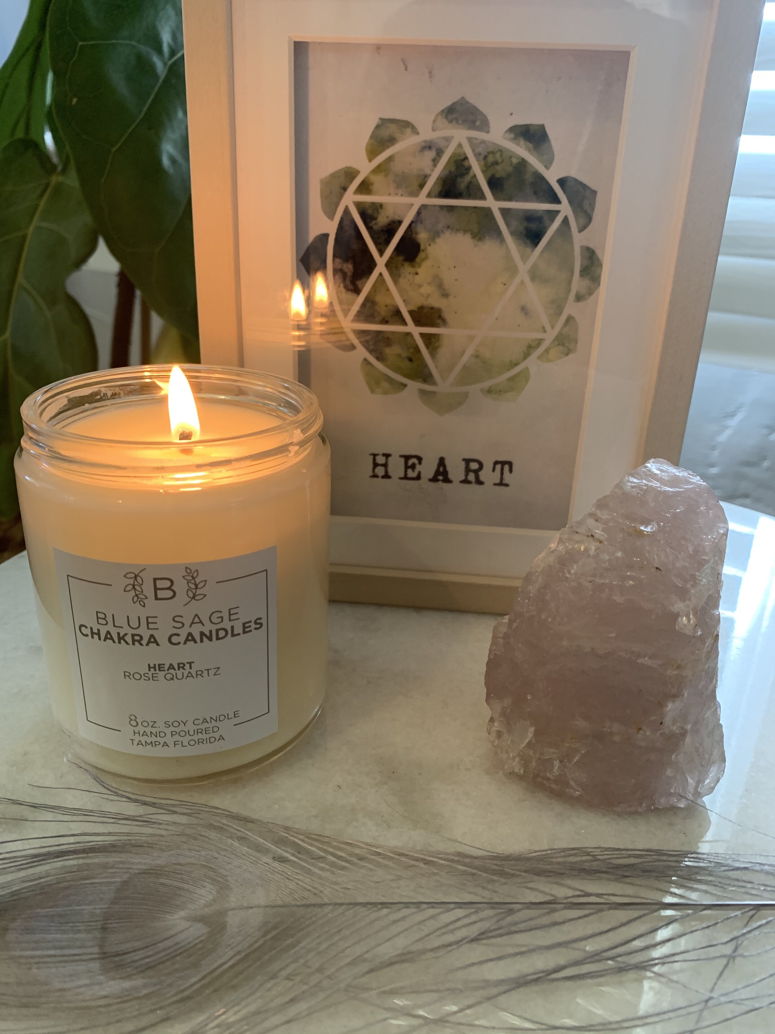 Rose & Geranium Fragrance Heart Chakra Candle for Love Free Shipping 