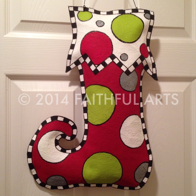 Christmas Stocking Burlap Door Hanger Faithful Art And Design