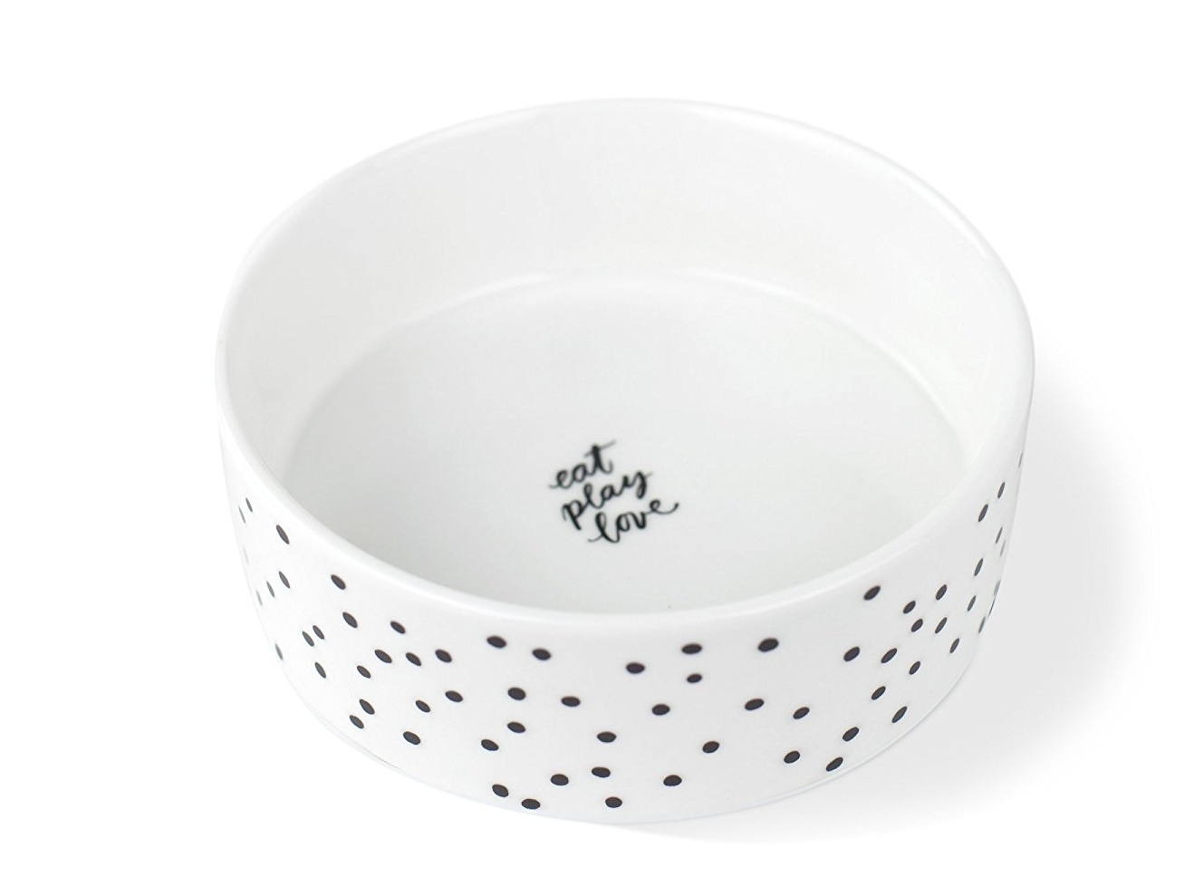 white ceramic dog bowl
