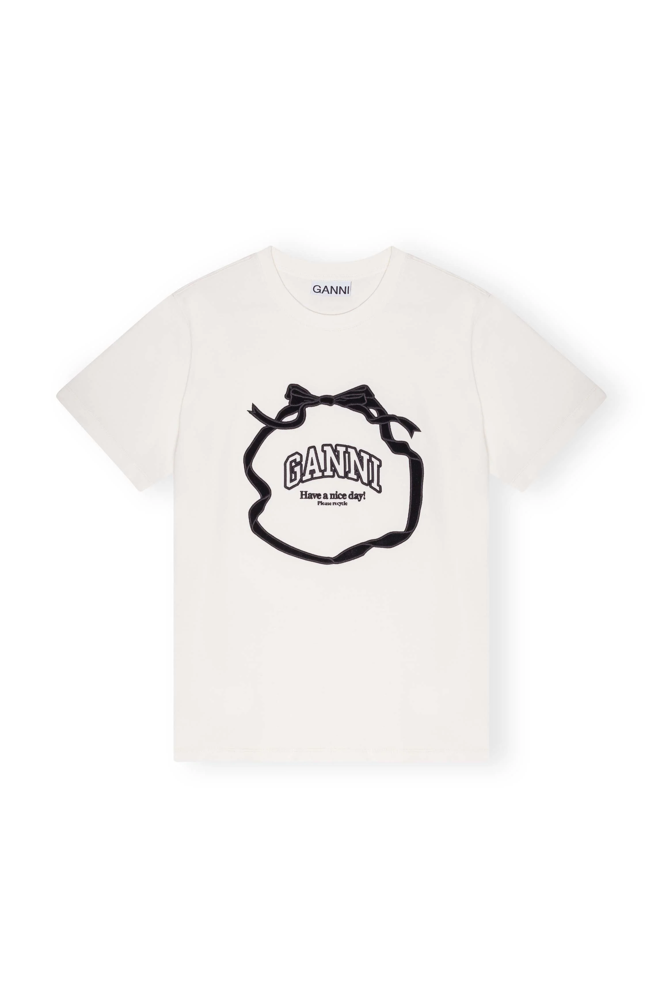 GANNI Heavy Cotton Bow Relaxed T-shirt — MILI