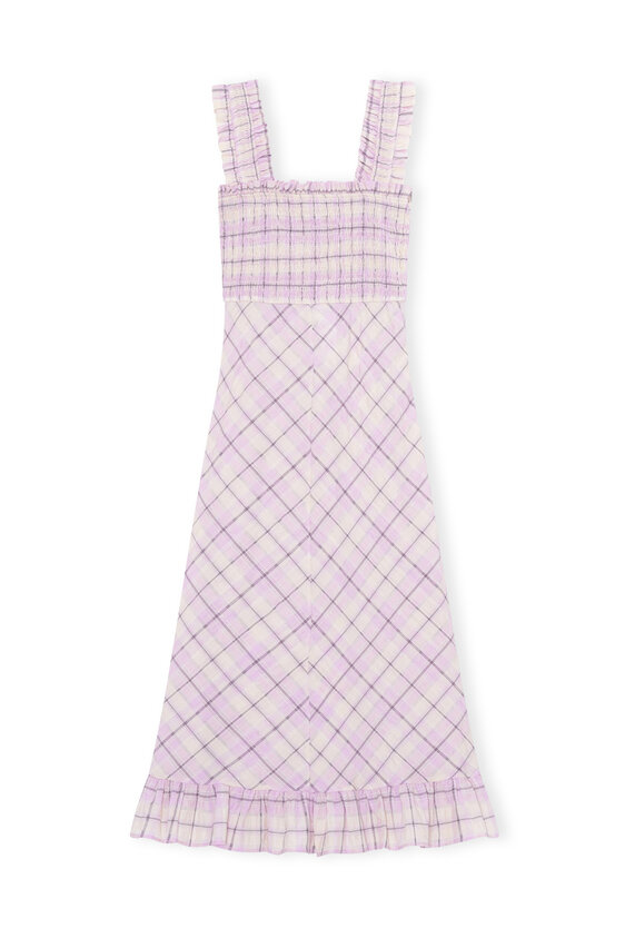 seersucker check maxi dress