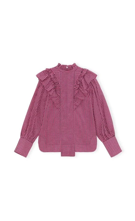 GANNI Ruffle High Collar Blouse — MILI