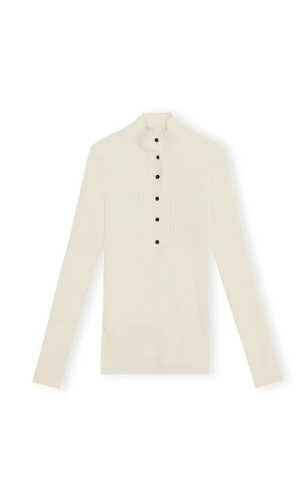 GANNI Ribbed Henley Shirt — MILI