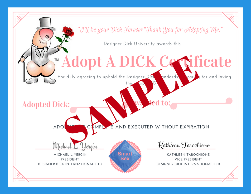 Custom Adopt A Dick Adoption Certificate Designer Dick