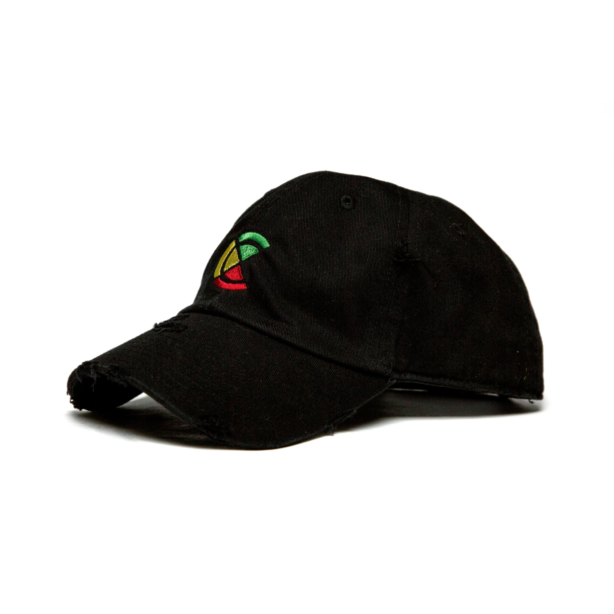 black distressed dad hat