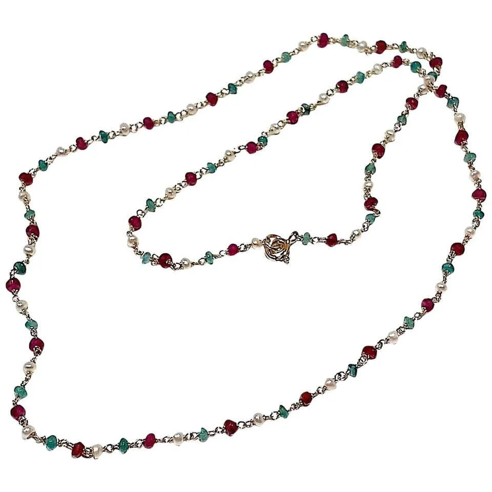 Emerald and garnet necklace clearance