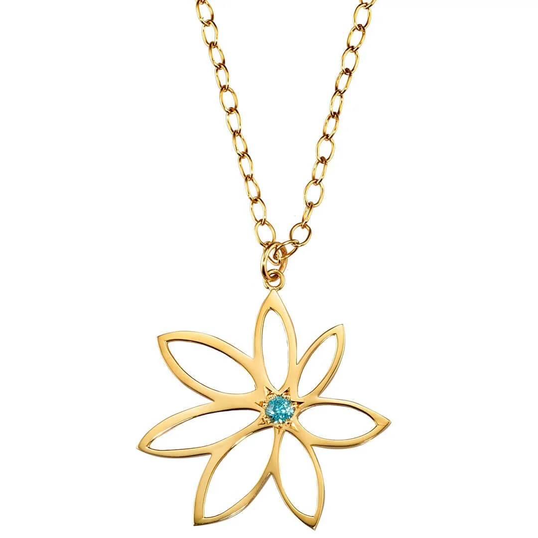 Flower Power Blue Zircon Necklace 