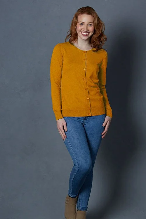 Mustard crew top neck cardigan