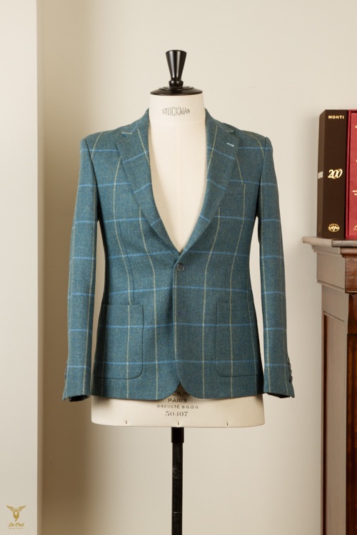 Tweed Blazer Colbert Jasje翠鸟蓝色窗玻璃松鸡沼泽(11).jpg