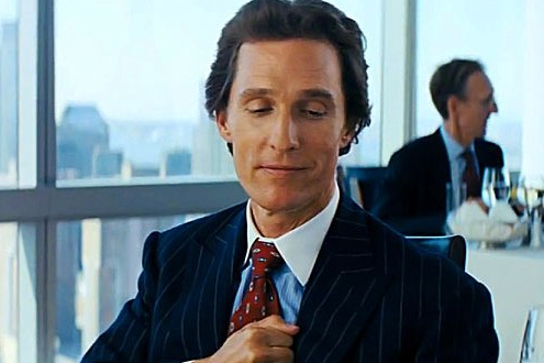 Matthew McConaughey抄袭Gordon Gekko在Wallstreet的狼身上看