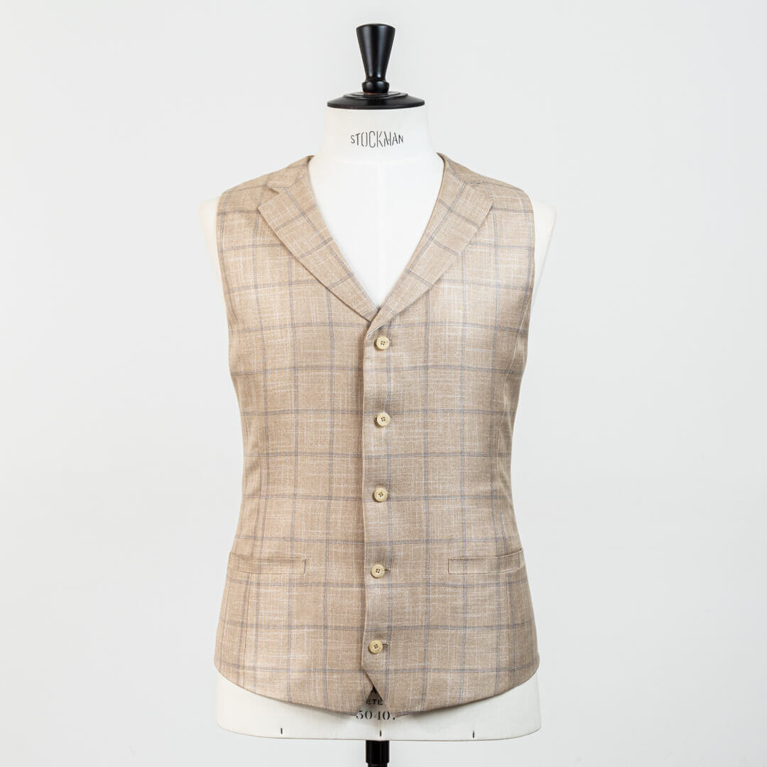 Bamboe背心Gilet Zandkleurig Ruit Licht Gewicht .jpg
