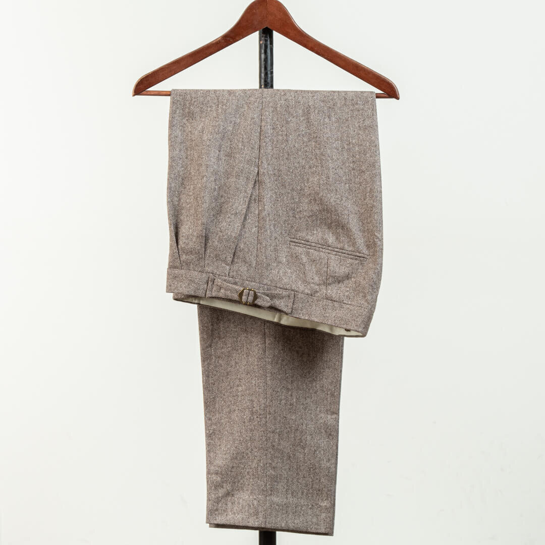 Plaped Frone Flanel Trousers轻型流字形Herringbone Huddersfield布360 Grm 1.jpg