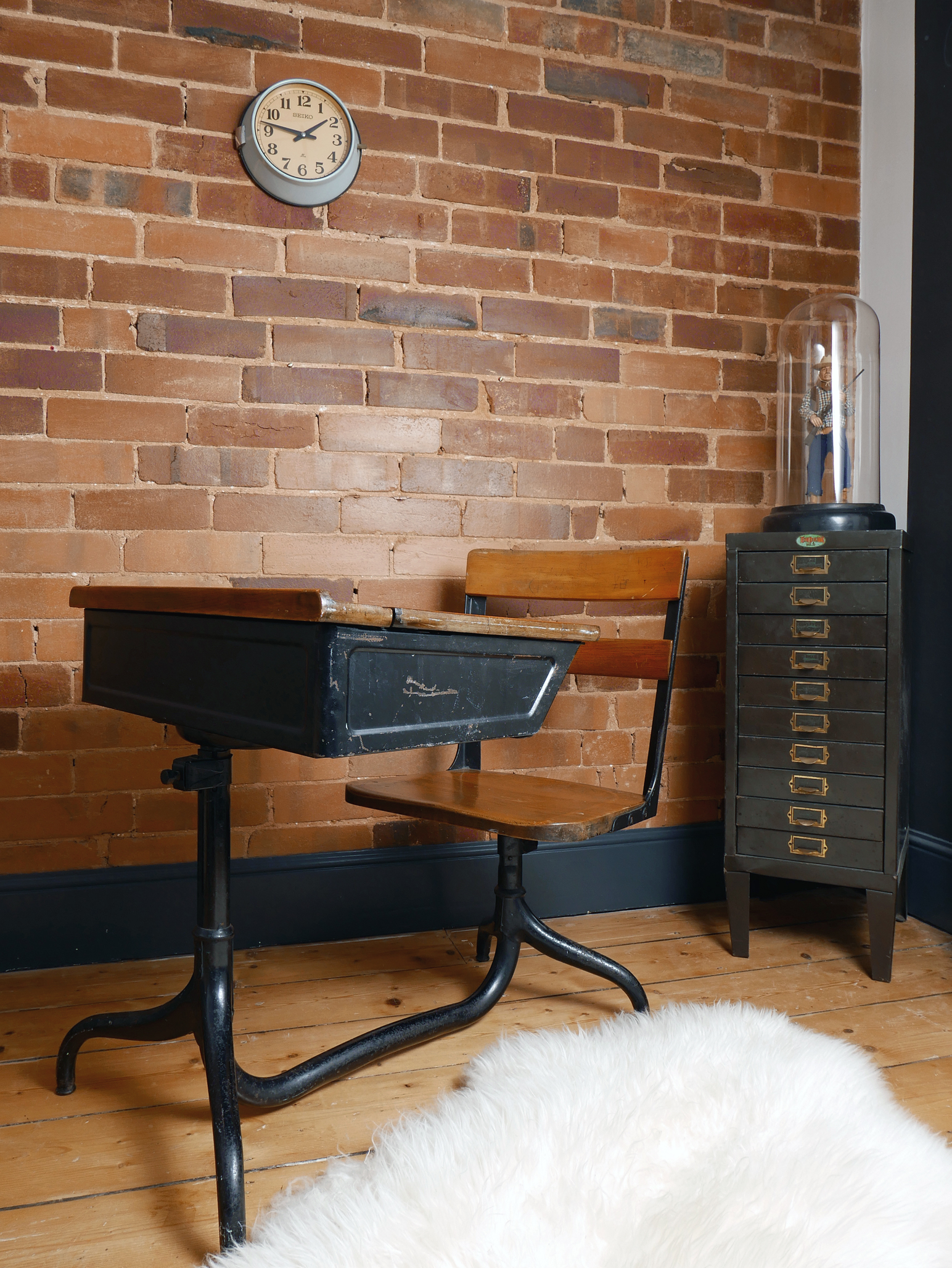 Vintage American Seating Company School Desk Rivet Beam
