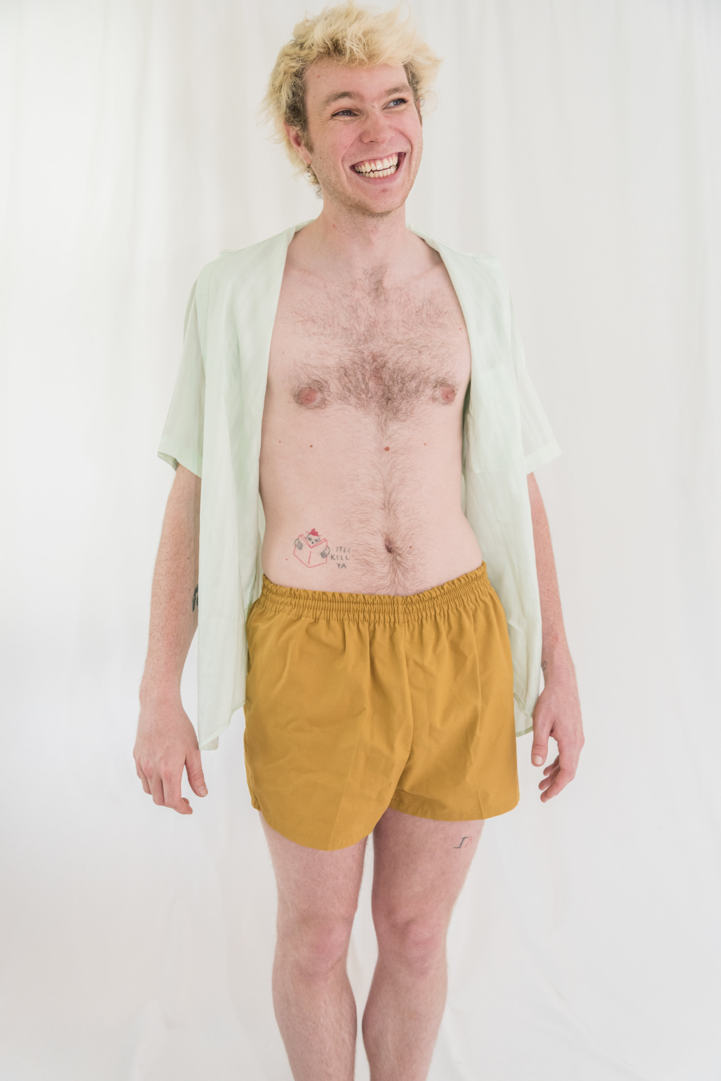 mustard yellow swim trunks