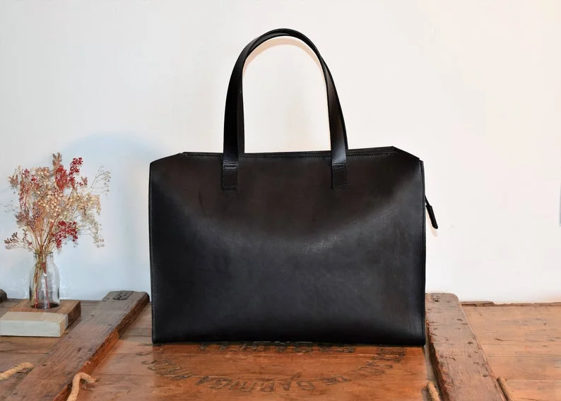 natural leather tote bag