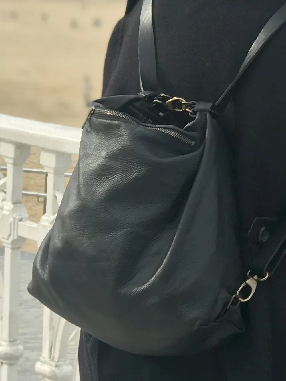soft leather black backpack