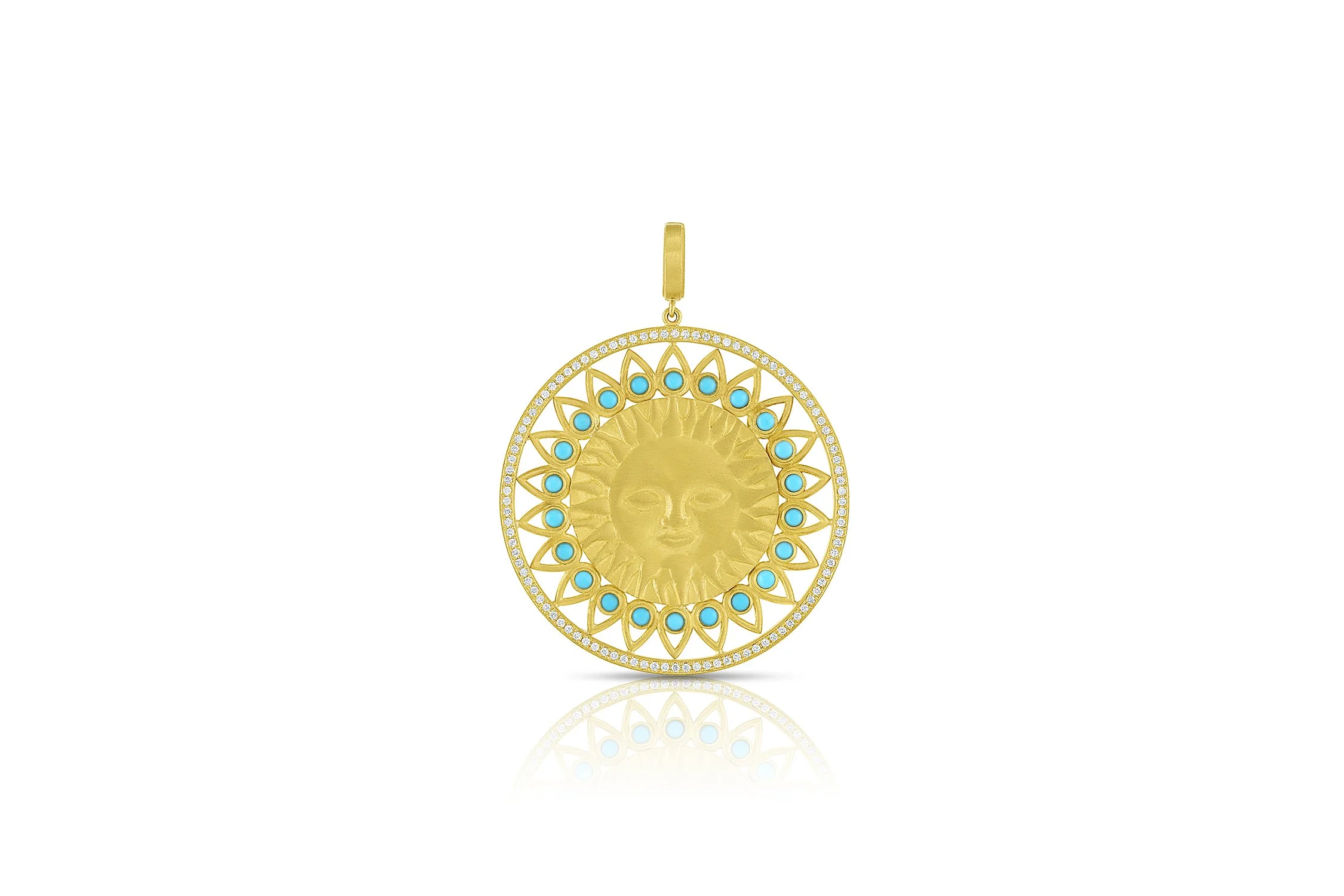 アクセサリー Sunlimite Sun Medallion Pendant - Diamond & Turquoise — Leigh Maxwell Jewelry