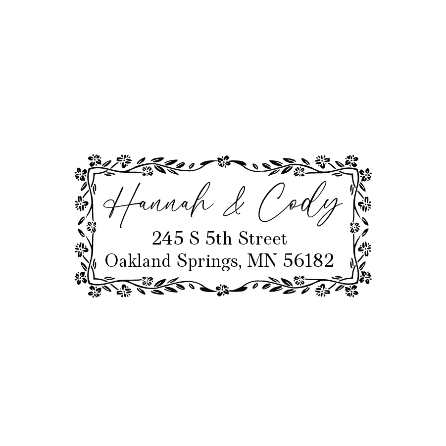 Delicate Floral Address Stamp - Personalized Floral Border for