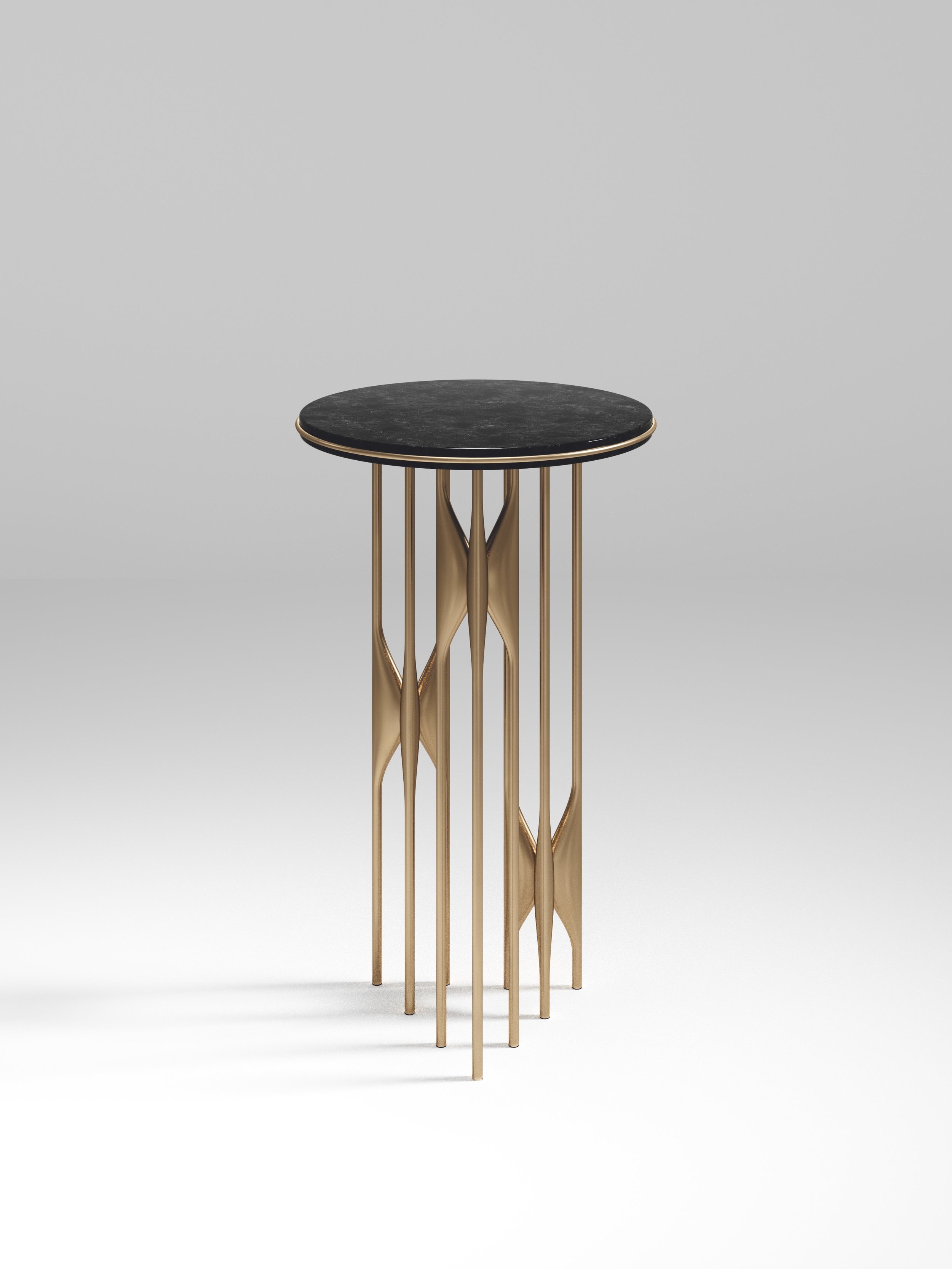 Shagreen Side Table with Bronze Patina Brass Details — KIFU PARIS