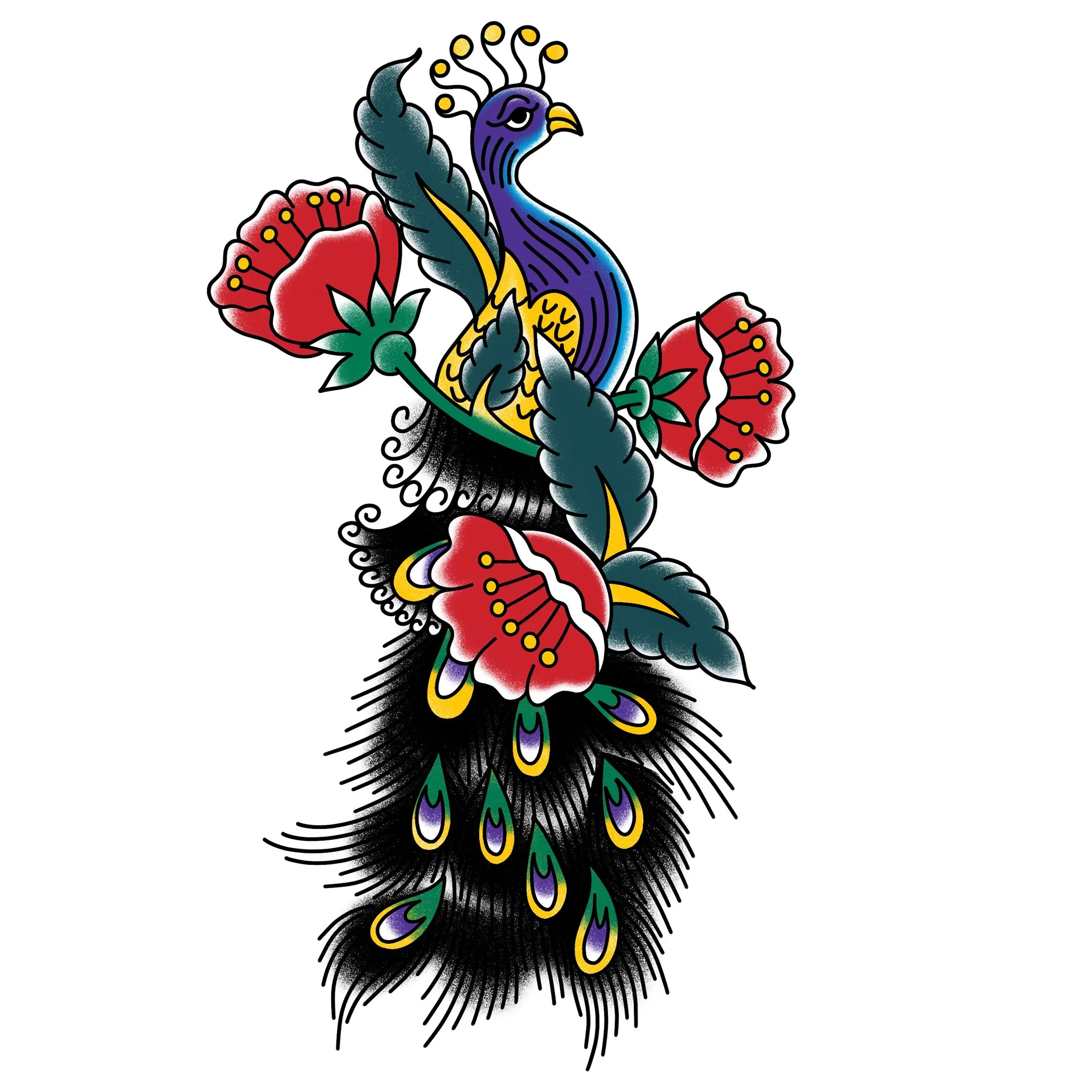 Traditional Peacock Tattoo