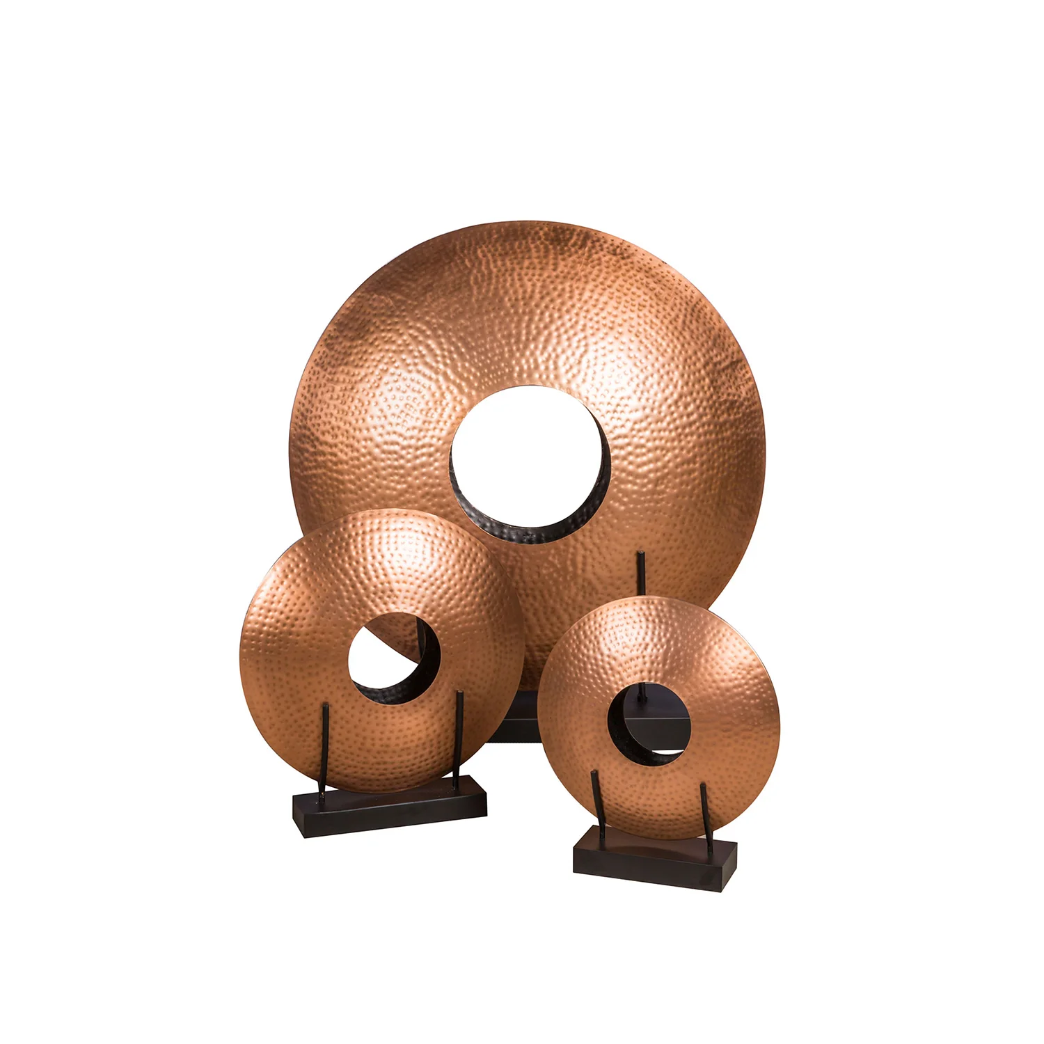 Hammered Copper Disc Vases Blueprint Studios Event Rentals San