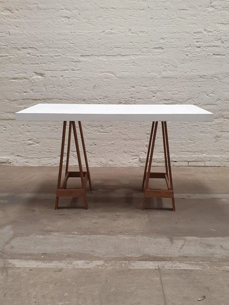 Oxford Timber High Bar Bench White With Walnut Legs Jaks Hire
