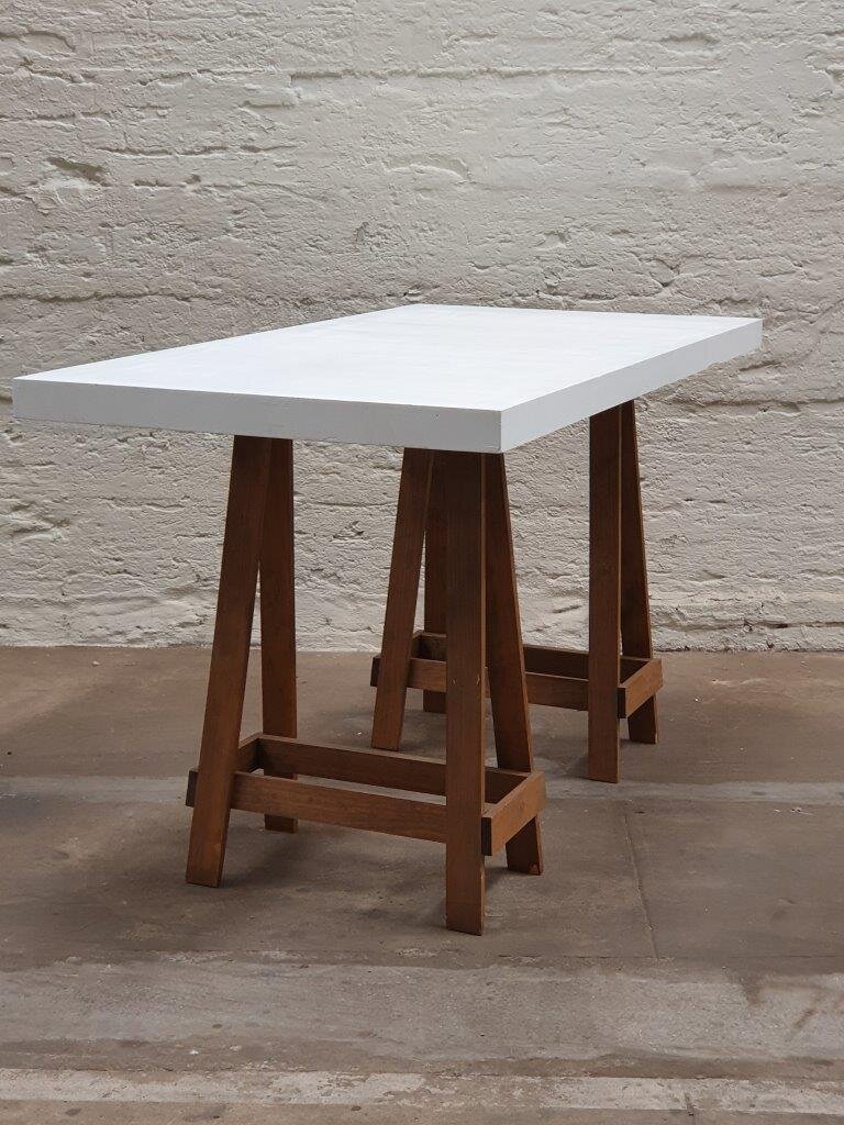 Oxford Timber High Bar Bench White With Walnut Legs Jaks Hire