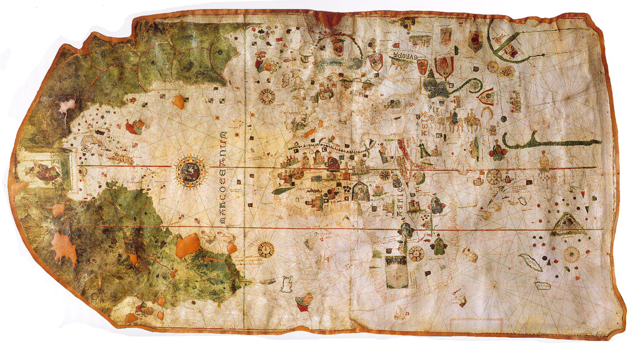 Juan 360足彩票 la Cosa的世界地图为1500,现在在Museo海军,马德里。这张图片来自wikipedia条目在地图上。