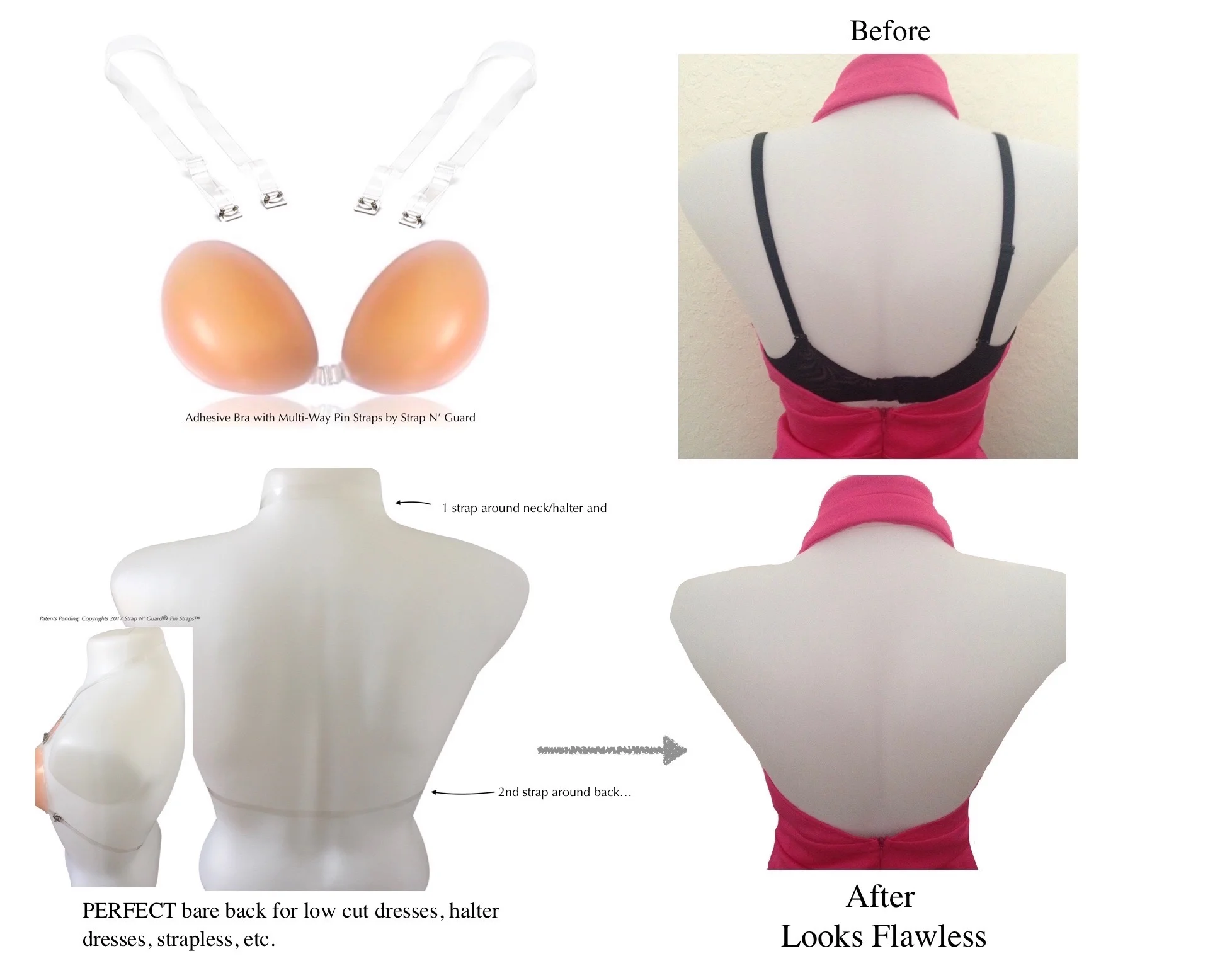 low back bra with clear straps