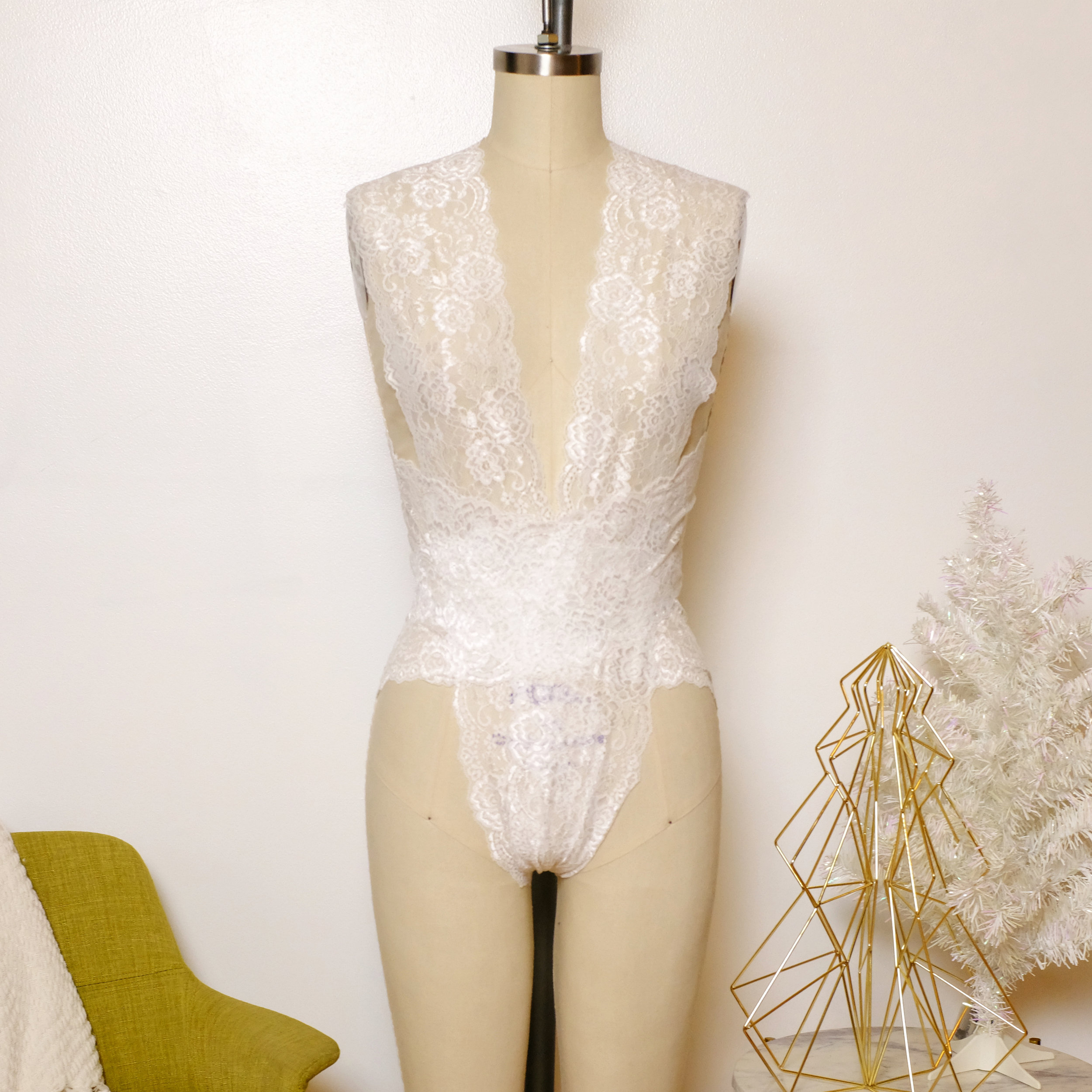 white bridal bodysuit