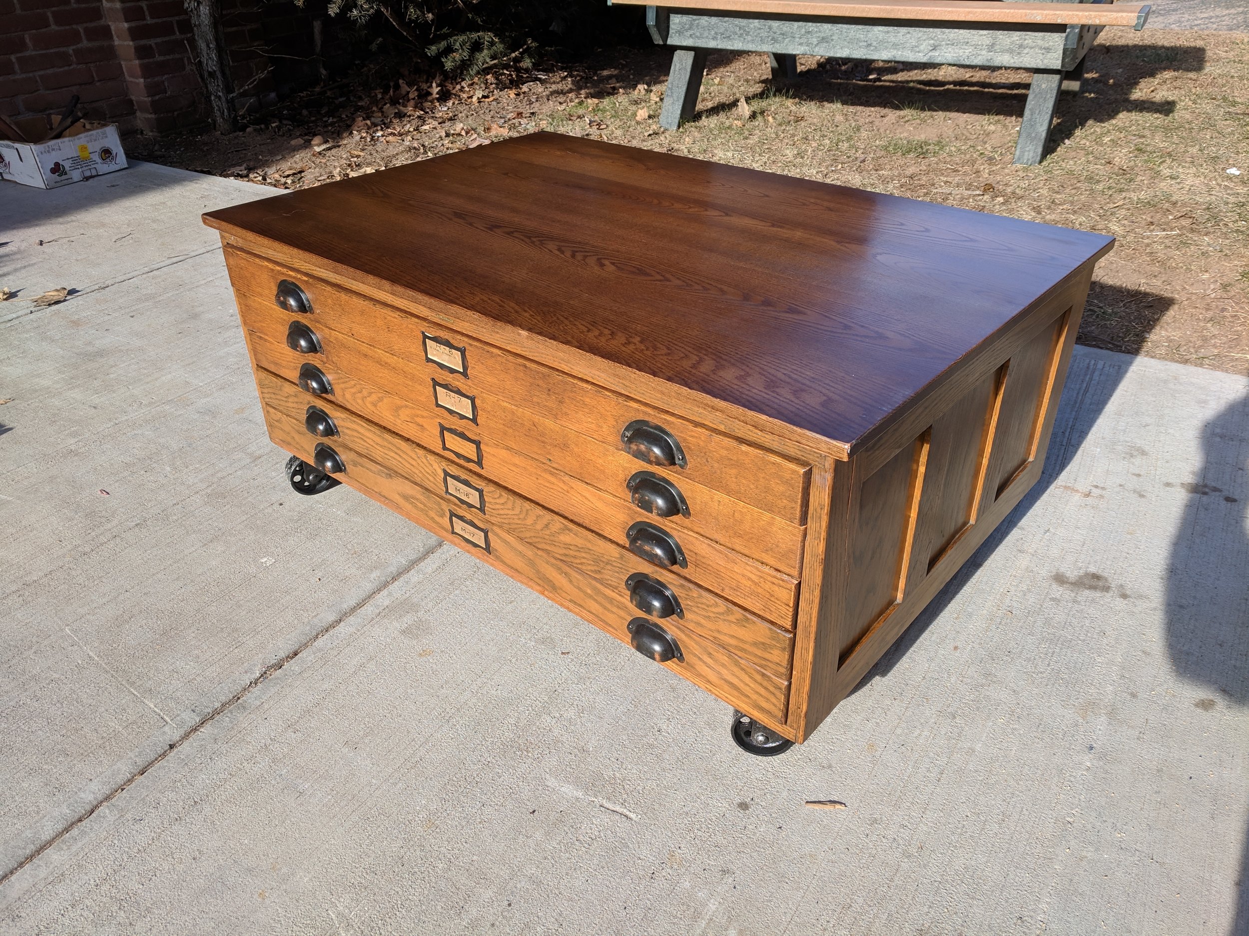 Hamilton Wooden Flat File Drawers Circa 1920 Brooksvale Artisans