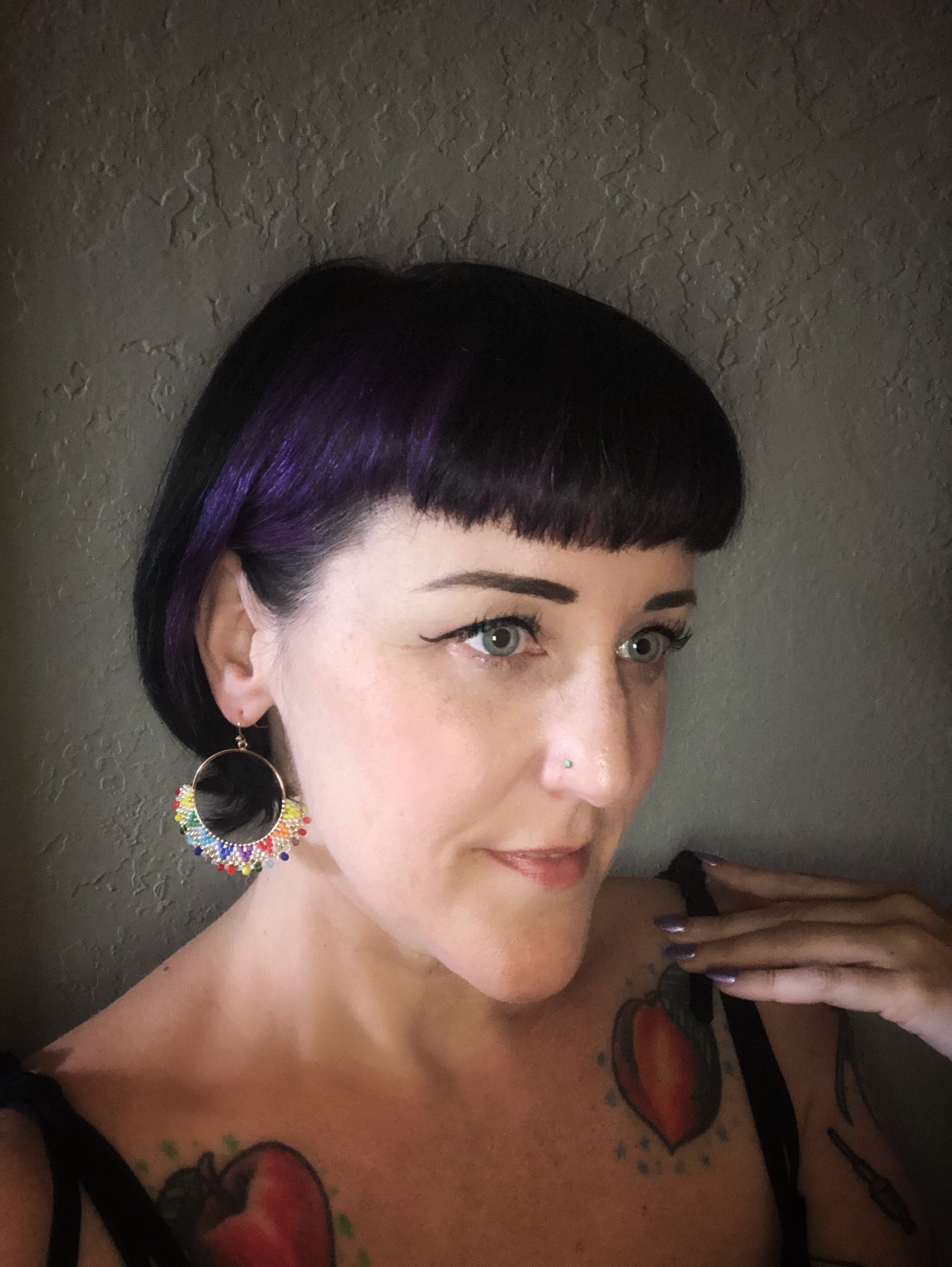 Rainbow Fringe Hoop Earrings Dish Rags Clothing