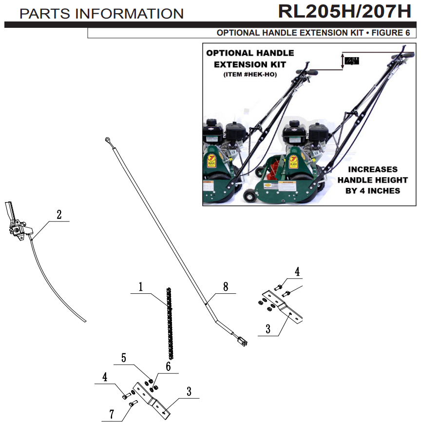 4 Handle Extension Kit — Triangle REEL Mowers