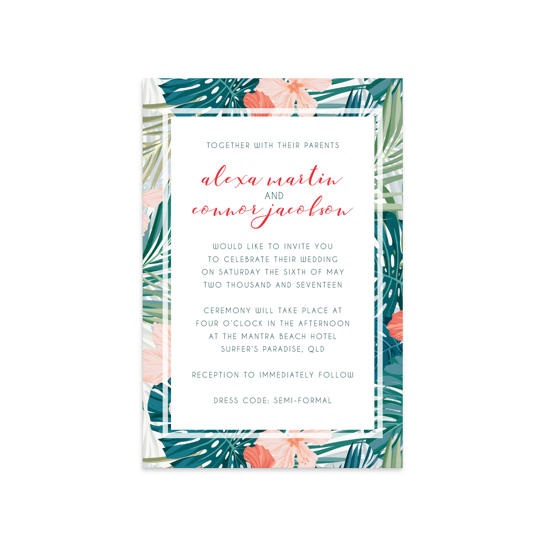 Tropical Suite Ficus And Fig Design Custom Wedding Invitations Australia