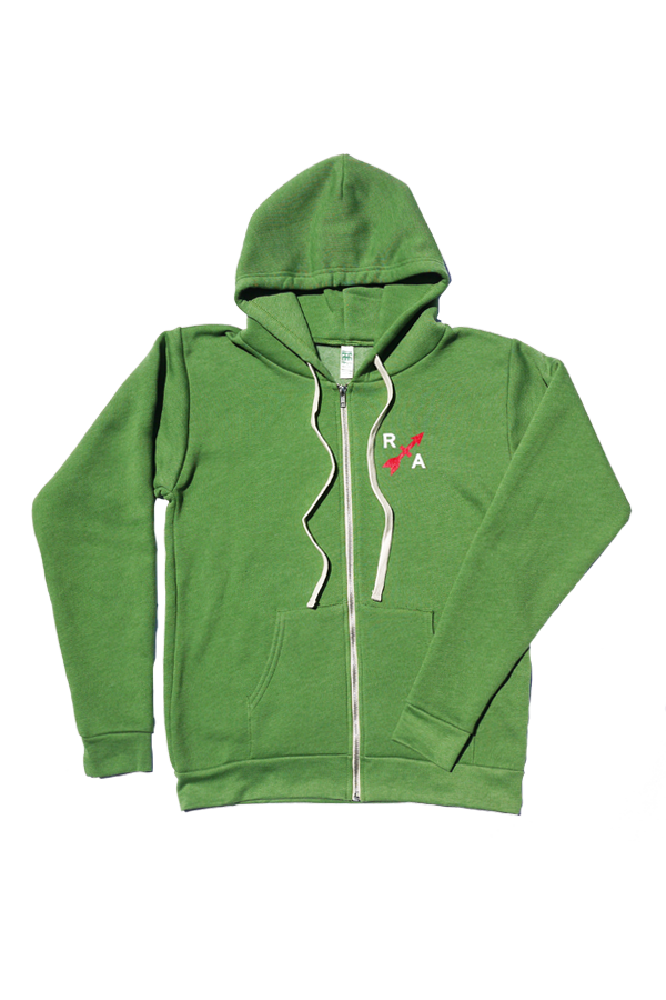 Green Zip Hoodie — Red Arrow